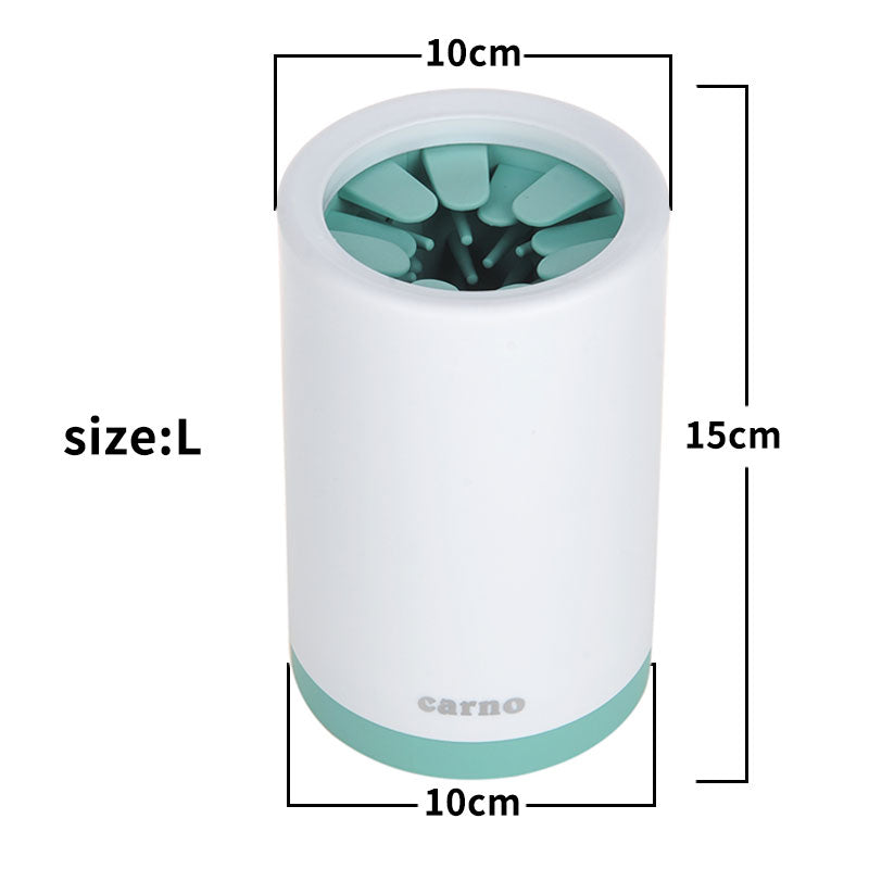 Large paw cleaner: 10 cm diameter and 15 cm height.